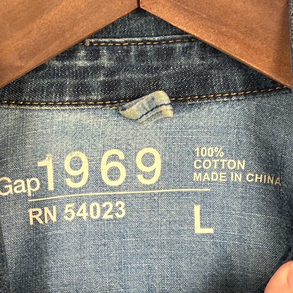 Gap 1969 Iconic Denim Western Shirt Mens Large Dark Indigo Snap Front Country - Picture 3 of 10